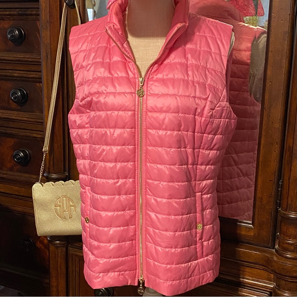 PRICE DROP Lilly Pulitzer Hot Pink Quilted Vest, size Large